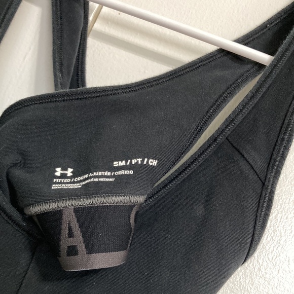 UNDER ARMOUR Racer Back Black Gray Trim Sports Exercise Running Bra Womens Small - Picture 8 of 13